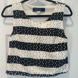 Blue Rain Black and White Patterned Tank Top